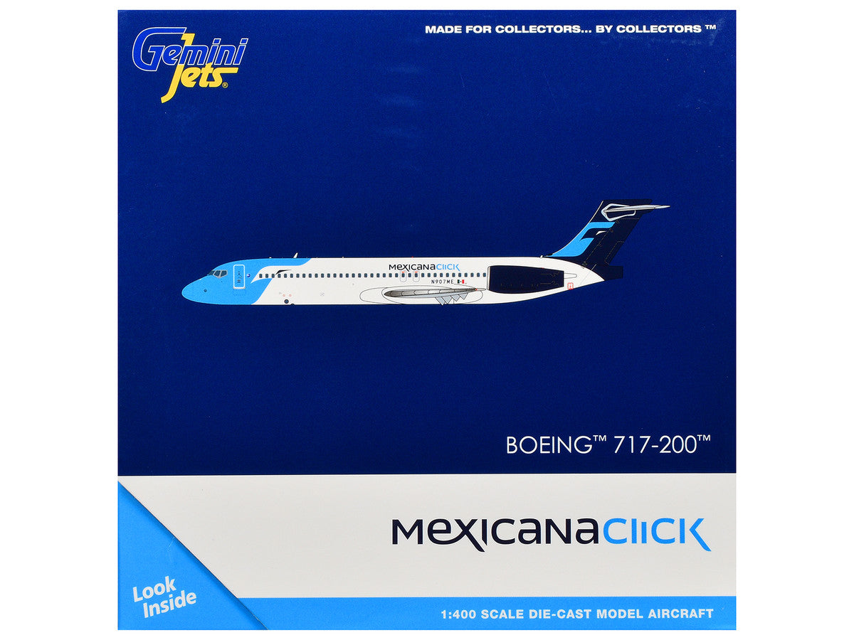 Boeing 717-200 Commercial Aircraft "Mexicana Click" (N907ME) White with Light Blue Nose and Dark Blue Tail 1/400 Diecast Model Airplane by GeminiJets