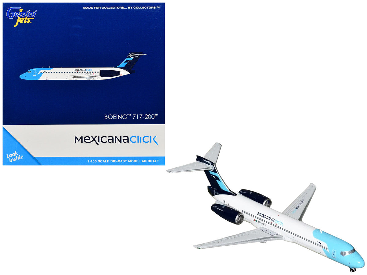 Boeing 717-200 Commercial Aircraft "Mexicana Click" (N907ME) White with Light Blue Nose and Dark Blue Tail 1/400 Diecast Model Airplane by GeminiJets