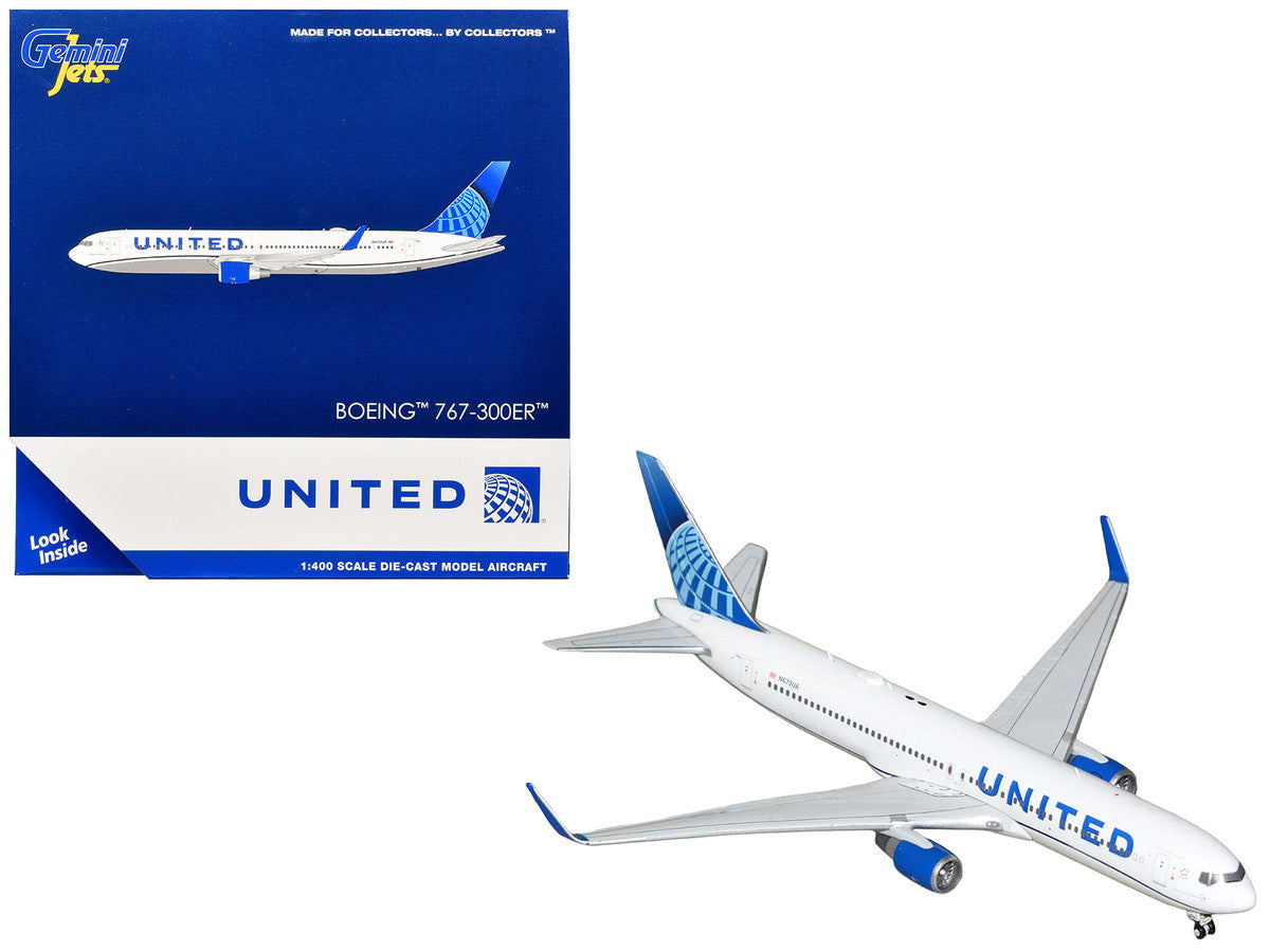 Boeing 767-300ER Commercial Aircraft "United Airlines" (N670UA) White with Blue Tail 1/400 Diecast Model Airplane by GeminiJets