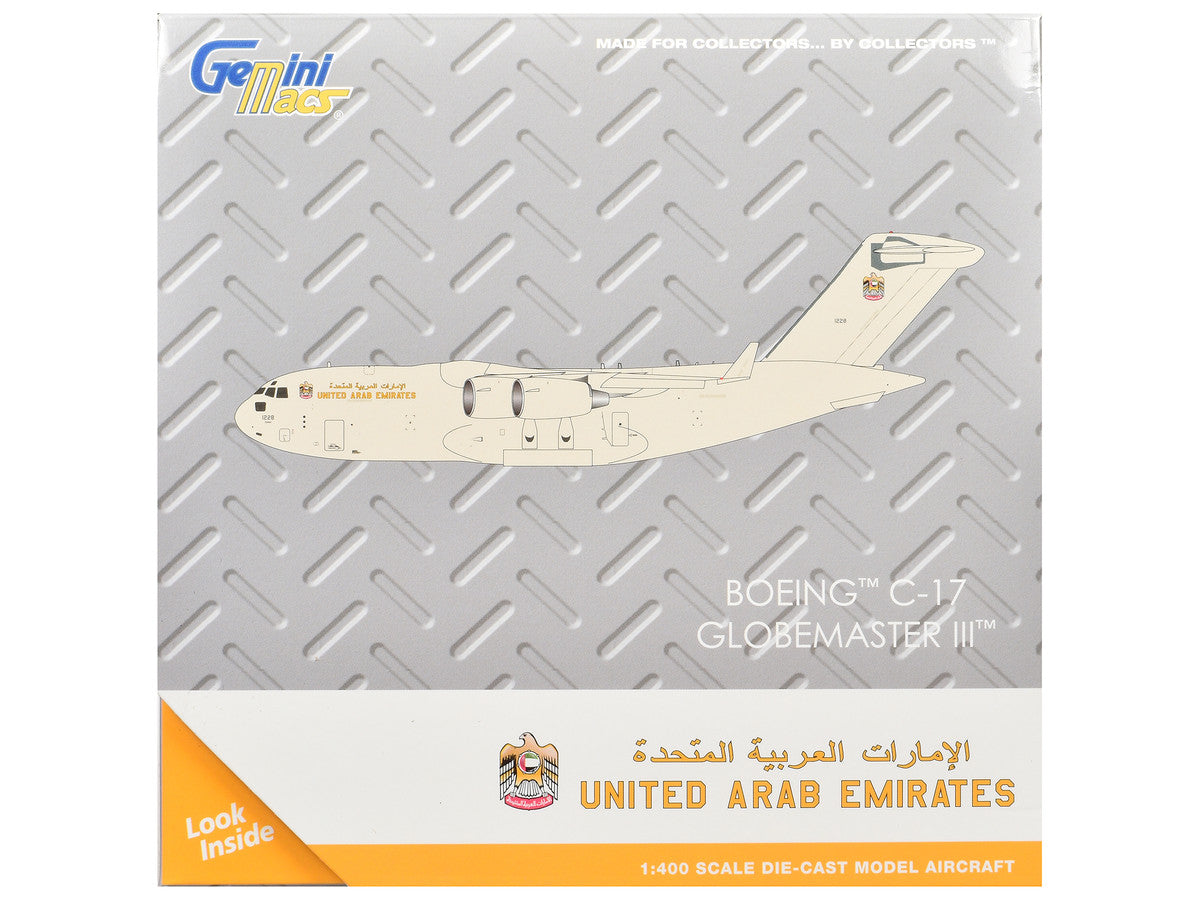 Boeing C-17 Globemaster III Transport Aircraft "United Arab Emirates Air Force" Beige "Gemini Macs" Series 1/400 Diecast Model Airplane by GeminiJets
