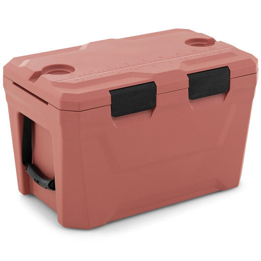 Insulated Portable Cooler Hard Shell Ice Chest with 2 Cup Holders Bottle Opener and Drain Plug-Blue