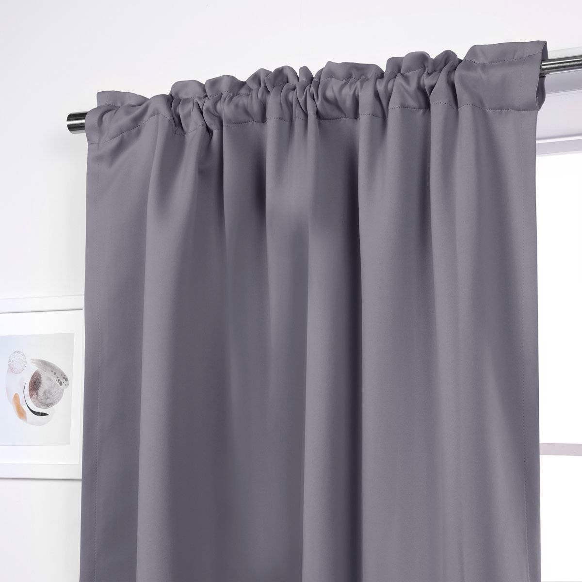 52 x 63 inch Solid Grey Thermal Blackout Curtain Panels - Set of 2