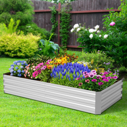 6 x 3 x 3 Feet Galvanized Raised Garden Bed with Greenhouse-Silver