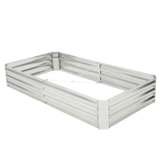 Metal Galvanized Raised Garden Bed with Open-Ended Base-6 x 3 ft - Color: Silver - Size: 6 x 3 ft