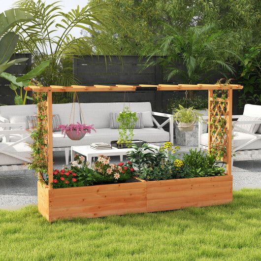Raised Garden Bed Planter Box with Lattice Trellis Drainage Holes