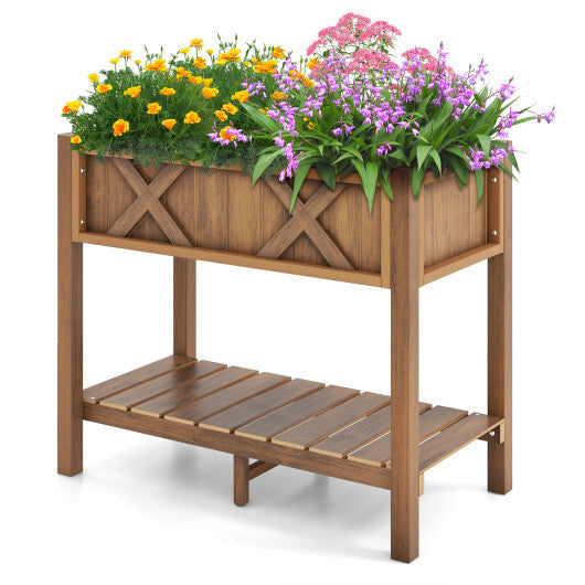HIPS Raised Garden Bed Poly Wood Elevated Planter Box-Black