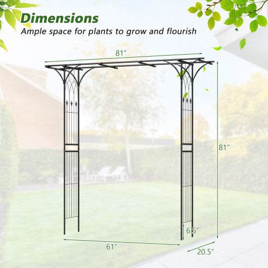 81 Inch Garden Arbor Metal Archway for Climbing Plants-Black