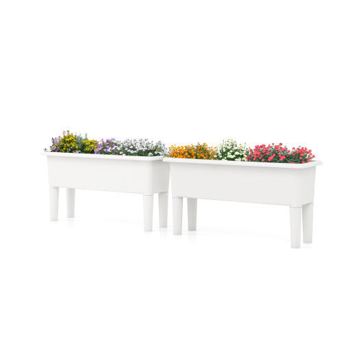 2 Pieces Raised Garden Beds Self-Watering Planter Box with Detachable Legs and Drainage Hole-Coffee