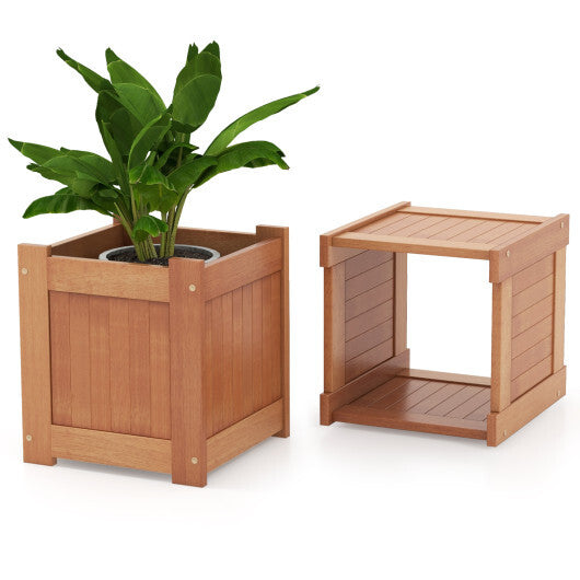Hardwood Planter Box with Bench Garden Bench with 2 Side Flower Boxes