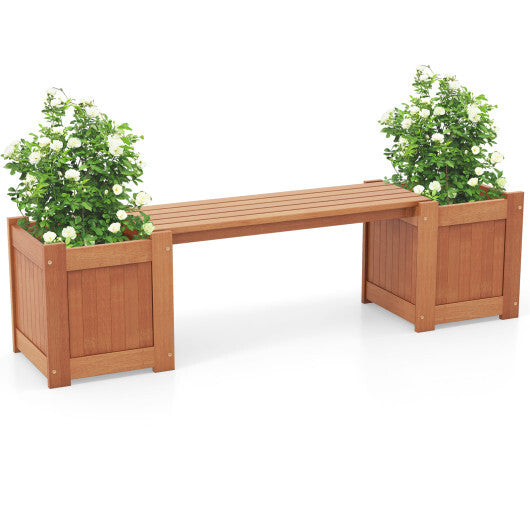 Hardwood Planter Box with Bench Garden Bench with 2 Side Flower Boxes