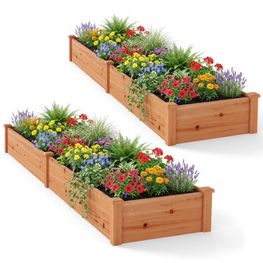 Set of 2 Wooden Vegetable Raised Garden Bed for Backyard-Orange