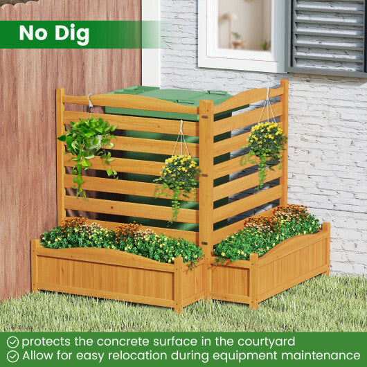 2-Panel Freestanding Outdoor Wood Privacy Screen-Yellow