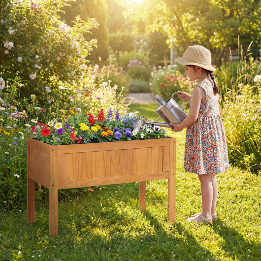 Wood Raised Garden Bed Elevated Planter Box with Bed Liner and Drainage Holes for Vegetables Flowers Herbs-Orange