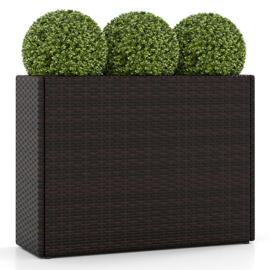 24 Inch Tall Raised Garden Bed All-Weather PE Rattan Wicker Flowerpot with Liner
