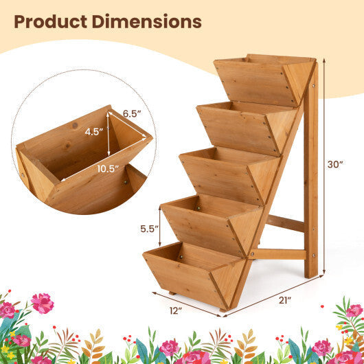 5-tier Vertical Raised Garden Bed Wood Elevated Planter Box with Legs-Orange