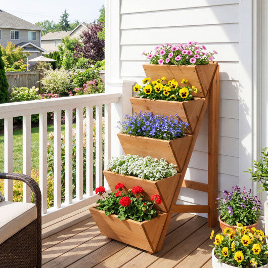 5-tier Vertical Raised Garden Bed Wood Elevated Planter Box with Legs-Orange