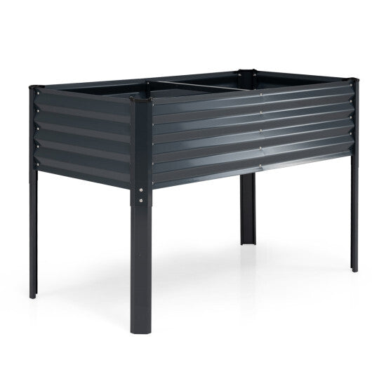 Galvanized Raised Garden Bed with Legs 46" x 24" x 31" Metal Elevated Planter Box-Gray
