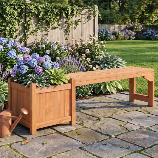 2-in-1 Outdoor Bench with Raised Garden Bed with Spacious Seat and Detachable Bottom Plates-1 Piece