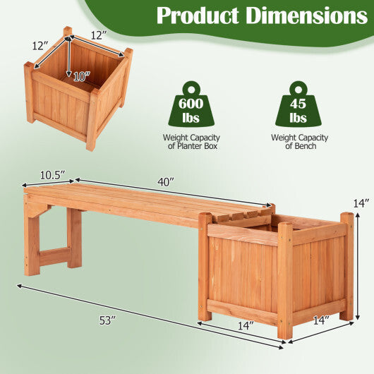 2-in-1 Outdoor Bench with Raised Garden Bed with Spacious Seat and Detachable Bottom Plates-1 Piece