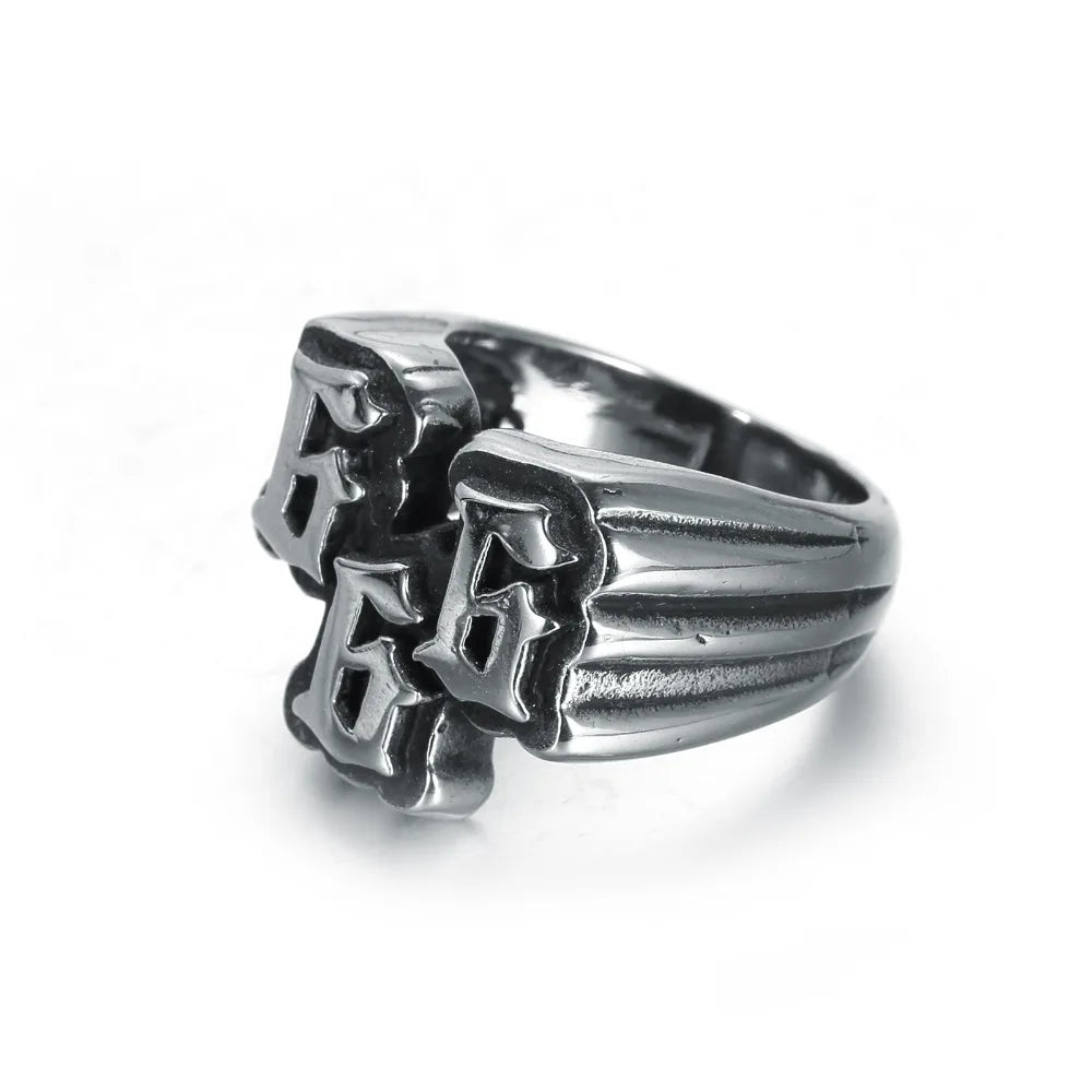Men's Punk Stainless Steel Digital 666 Ring Titanium Steel Ring Jewelry