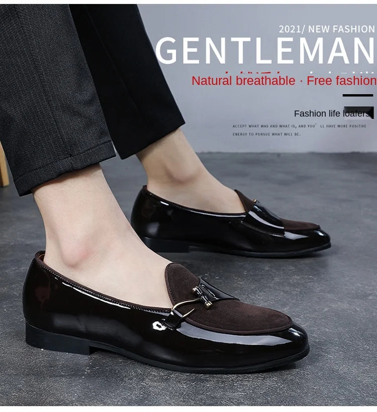 Patent Leather Loafers Men Dress Shoes Leather Italian Oxford Shoes for Men Wedding Dress Formal Slip on Shoes Men Office 2026