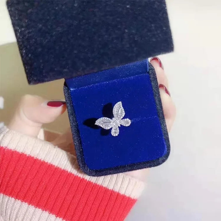 2026 New Trendy Butterfly silver color cute Fashion Ring For Women Party Gift  Jewelry Wholesale R6134