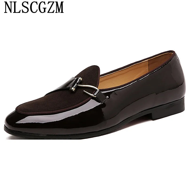 Patent Leather Loafers Men Dress Shoes Leather Italian Oxford Shoes for Men Wedding Dress Formal Slip on Shoes Men Office 2026