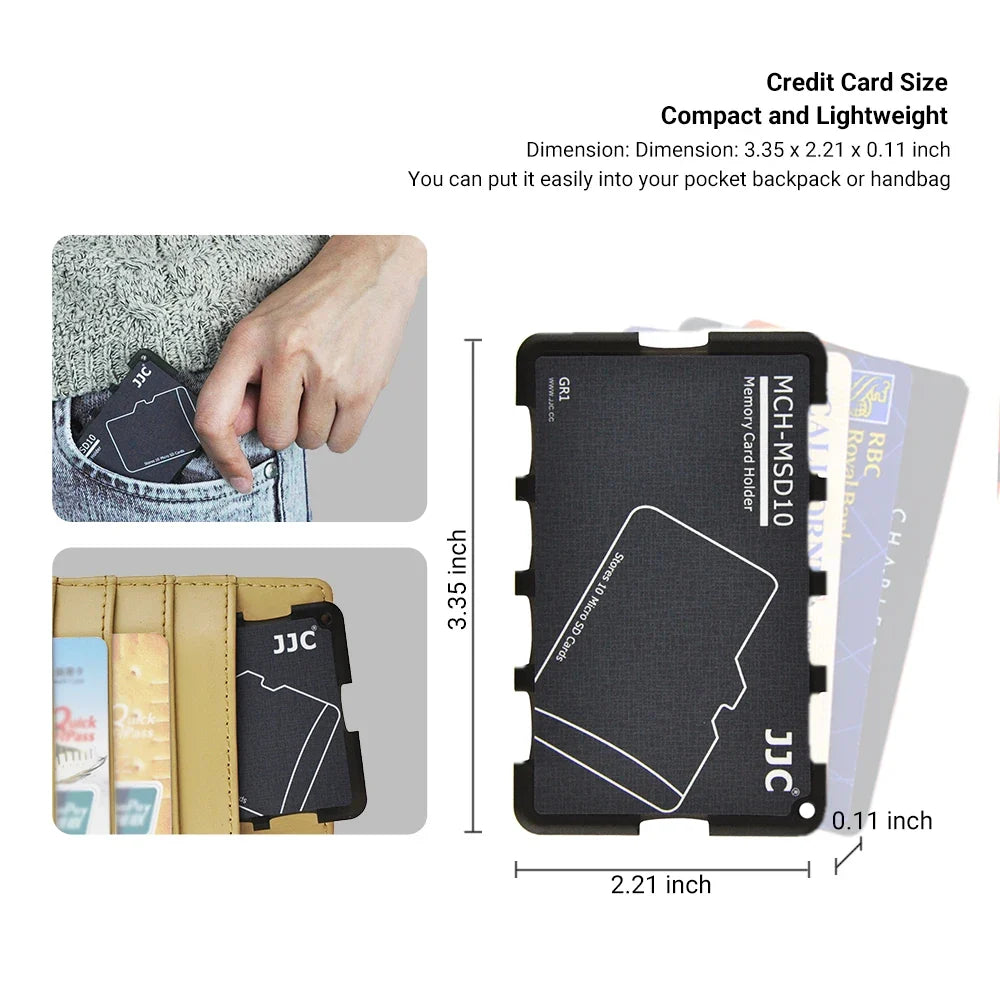 JJC Thin Micro SD Card Holder SD Card Case Wallet Credit Card Size for SD Micro SD TF Cards Hard Shell Camera Photo Accessories