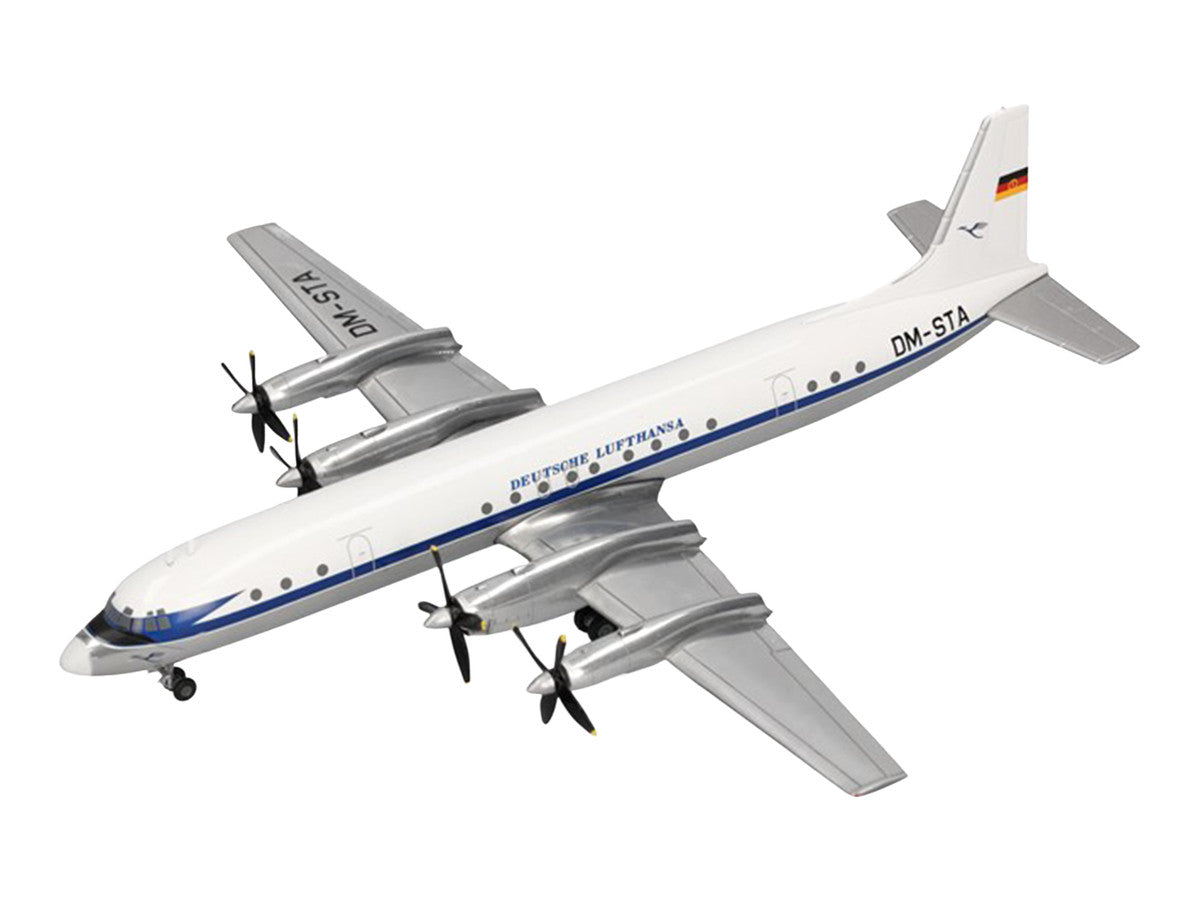 Ilyushin IL-18 Commercial Aircraft "Deutsche Lufthansa" (DM-STA) White with Blue Stripes 1/200 Diecast Model by Herpa