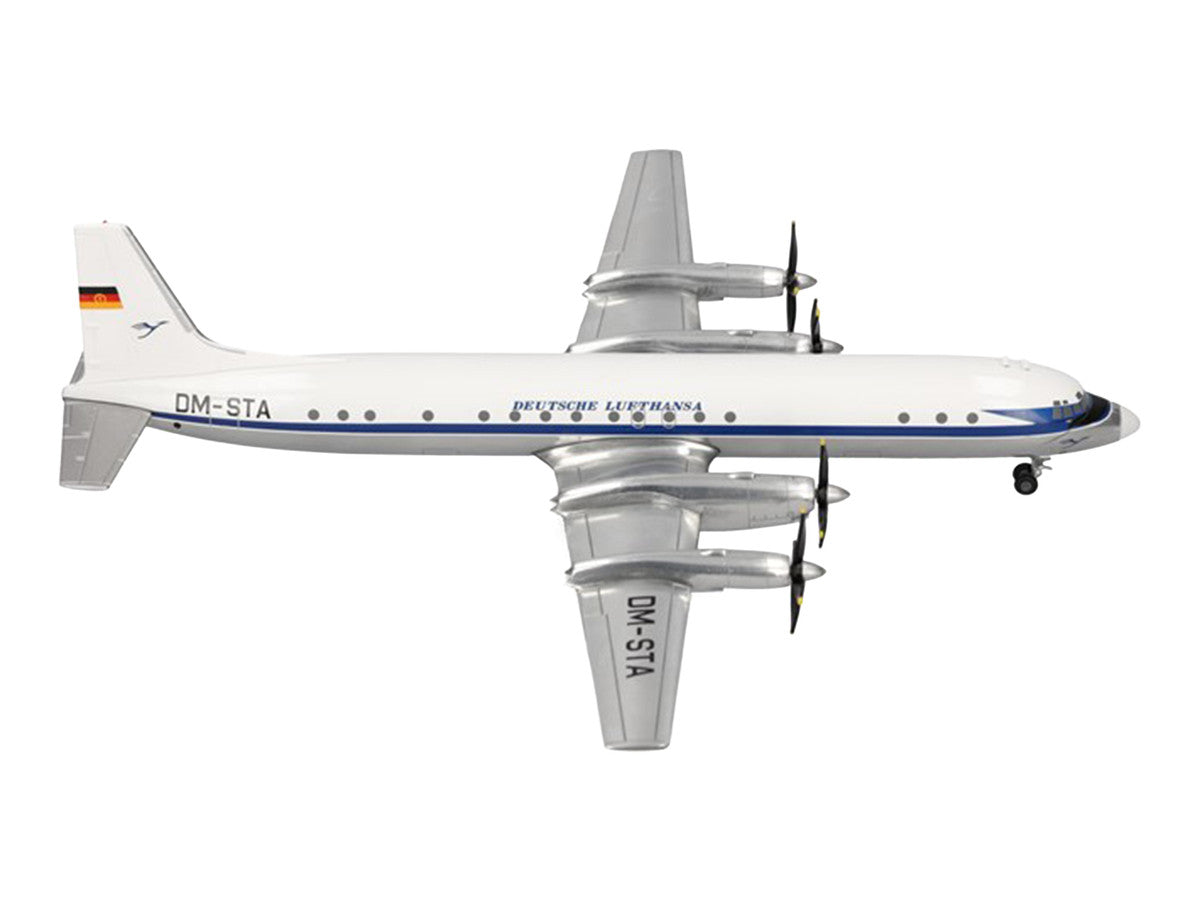 Ilyushin IL-18 Commercial Aircraft "Deutsche Lufthansa" (DM-STA) White with Blue Stripes 1/200 Diecast Model by Herpa