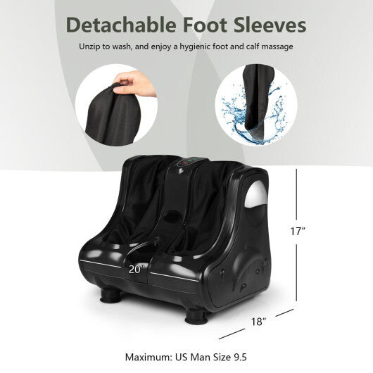 Costway Leg Massager Shiatsu Kneading Rolling Vibration Heating Foot Calf Black