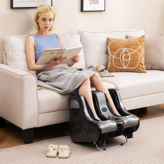Costway Foot & Calf Massager with Heat Vibration Deep Kneading Shiatsu Foot Massage Machine Grey