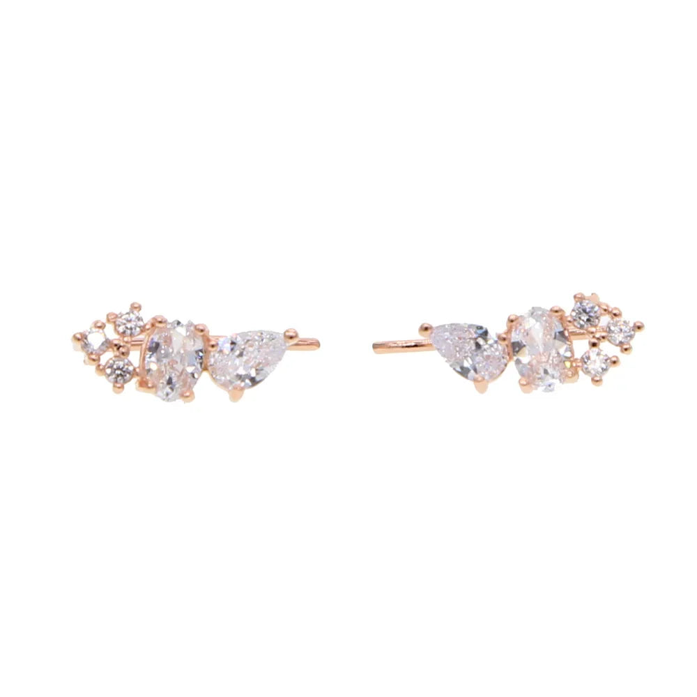 Rose Gold Color Crystal Zirconia cz Stud Earrings for Women 2023 bijoux Love Wedding Earring Statement Brinco Bijouterie