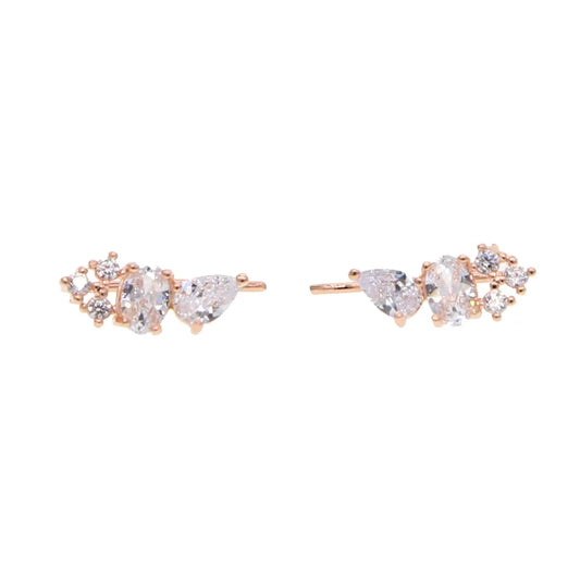 Rose Gold Color Crystal Zirconia cz Stud Earrings for Women 2023 bijoux Love Wedding Earring Statement Brinco Bijouterie