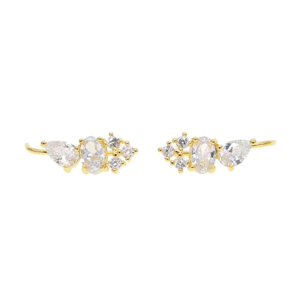 Rose Gold Color Crystal Zirconia cz Stud Earrings for Women 2023 bijoux Love Wedding Earring Statement Brinco Bijouterie
