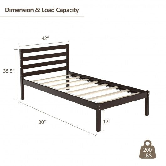 Full Size Bed frame Foundation with Solid Wooden Slat Suppor