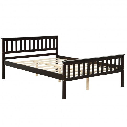 Full Size Wood Platform Bed with Headboard