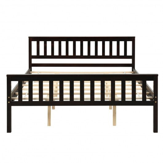 Full Size Wood Platform Bed with Headboard