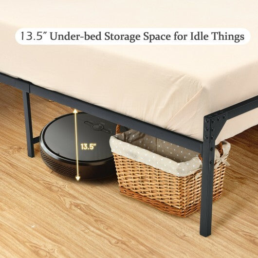 Platform Full/Queen Bed with Rustic Headboard and Footboard-Full Size - Color: Black - Size: Full Size