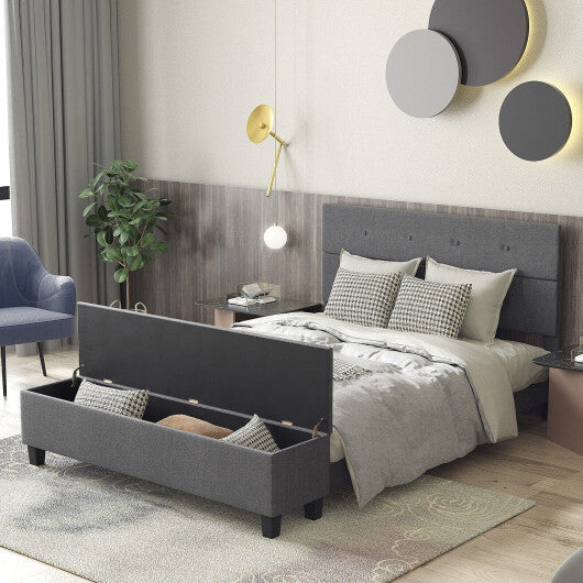 Twin/Full/Queen Upholstered Bed Frame with Ottoman Storage-Full Size