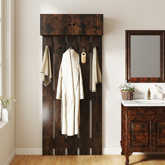 Entryway Wall Coat Rack Wall Mounted Coat Clothes Rack-Rustic Brown