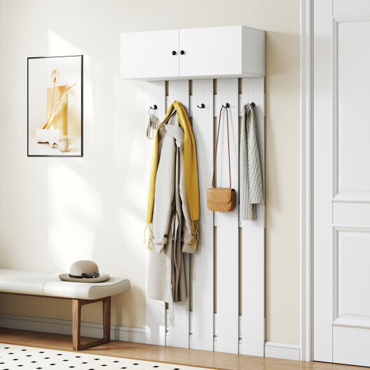 Entryway Wall Coat Rack Wall Mounted Coat Clothes Rack-Rustic Brown