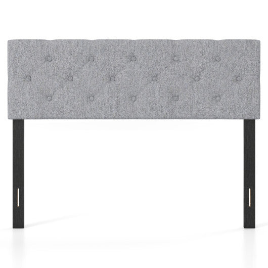 Upholstered Headboard Queen/Full Size Tufted Linen Fabric Bed Frame Mount Panel-Gray