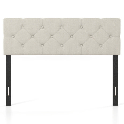 Upholstered Headboard Queen/Full Size Tufted Linen Fabric Bed Frame Mount Panel-Gray