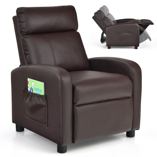 Ergonomic PU Leather Kids Recliner Lounge Sofa for 3-12 Age Group-Pink