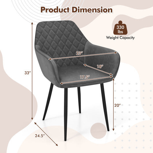 Leisure Dining Chair Set of 2 with Curved Backrest and Wide Seat-Coffee