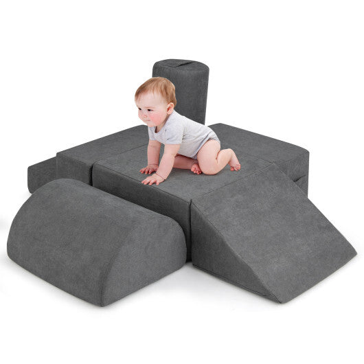 6-Piece Baby Climbing Blocks with 30D High-Density Foam and Carrying Handles-Multicolor