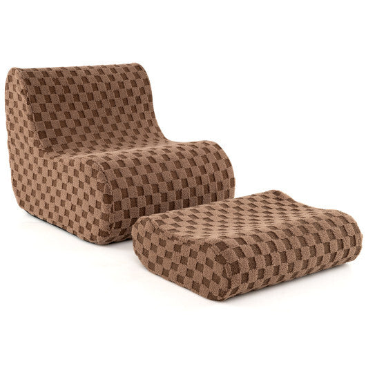 Bean Bag Chair with Ottoman and High Elasticity Sponge-Green