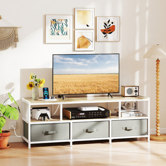 TV Stand for TVs up to 65 Inches with Power Outlets USB Charging-Rustic Brown