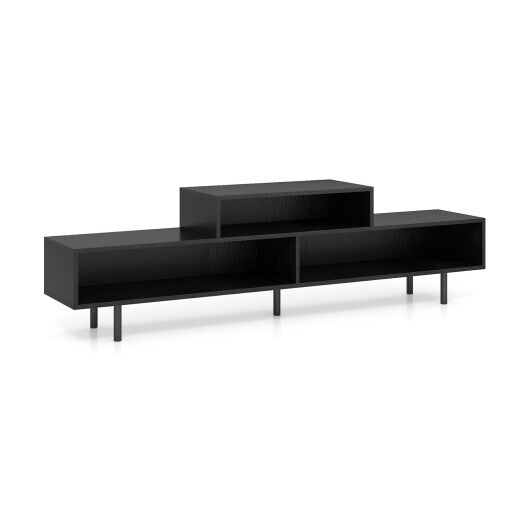3 Cubby TV Stand for TVs up to 70 Inch with Open Storage Compartments-Rustic Brown